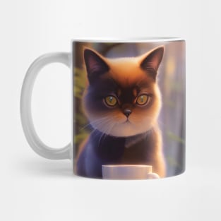 Cute Persian Exotic Shorthair Cat with a mug cup of morning coffee Mug